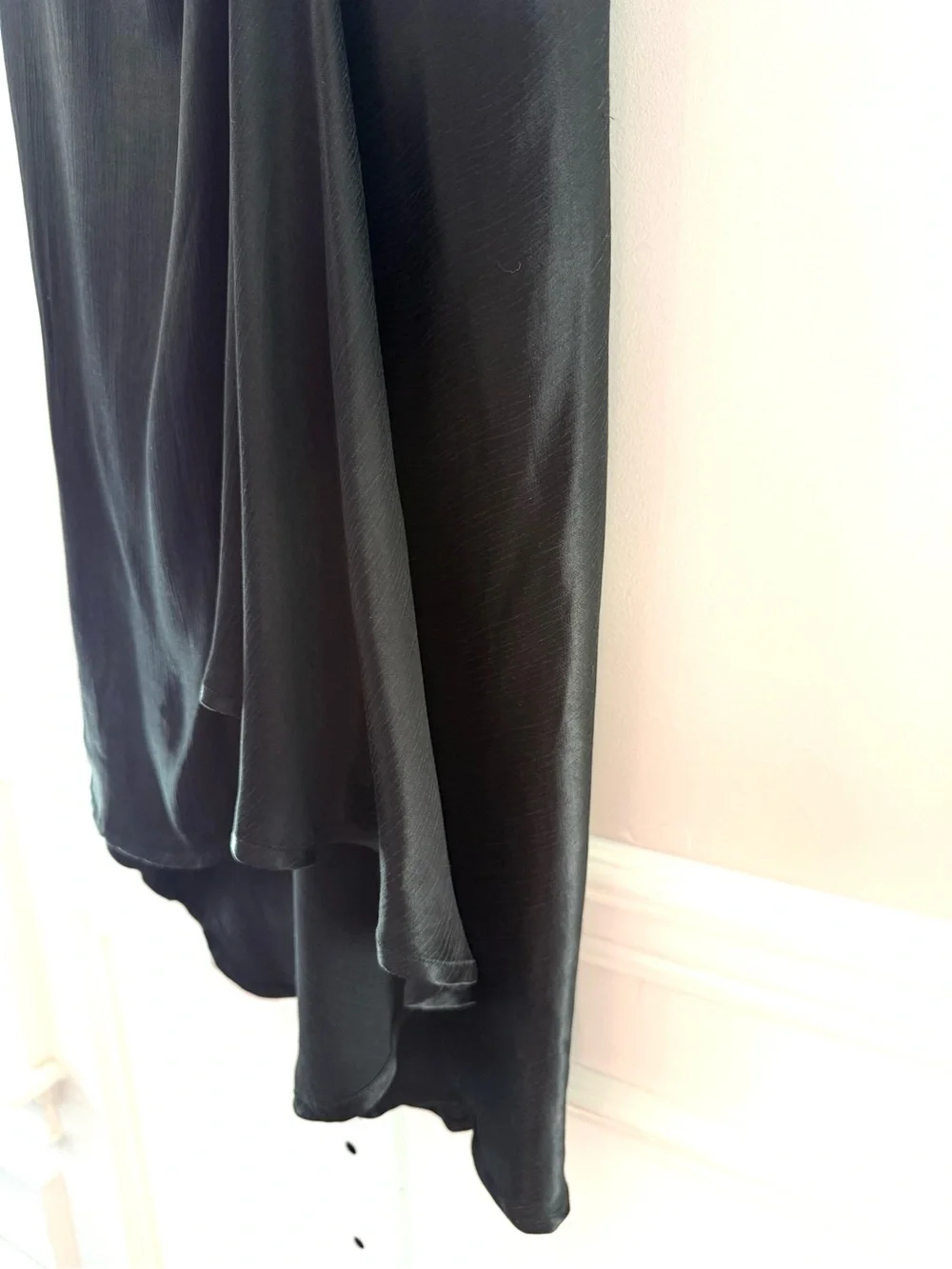 ba&sh Black Nelly Midi Skirt Satin Twist Front Draped Bias Cut Designer Size L